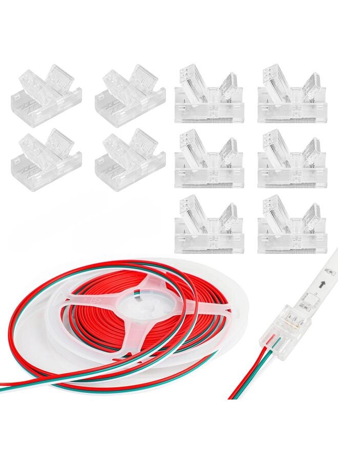 يُسلِّم موصل شريط LED COB 10 مم، 3 دبابيس، محول إضاءة مسار شفاف بدون لحام من شريط LED إلى كابل مع كابل تمديد LED بطول 19.68 قدم، مناسب لشرائط LED البيضاء 12/24 فولت. - Image 1